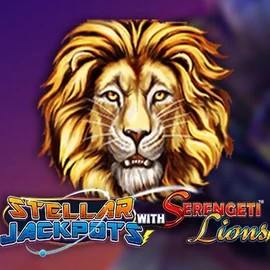 Stellar Jackpots with Serengeti Lions slot logo by Lightning Box Game at Gigaspinz Casino